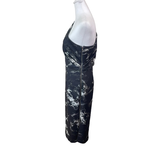 ASOS One Shoulder Black Marble Printed Midi Cocktail Dress Size 8 - Picture 3 of 16